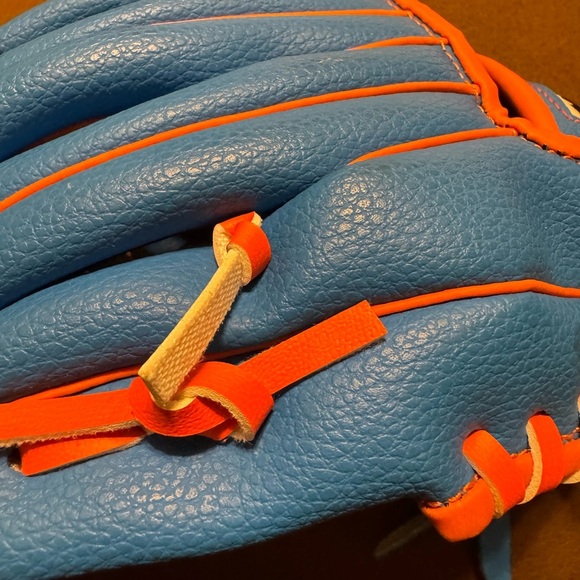 NWOT Youth  Baseball Softball Tball Glove Orange and Blue # BYBG21 - Picture 6 of 7